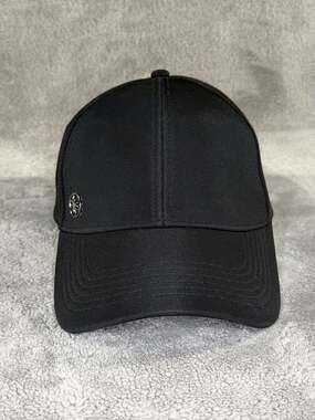 GAIAM Adults Cruiser Cap Strapback Black Stretch Laser Cut Logo Metal Hat